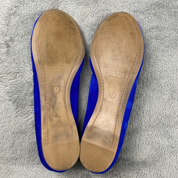 J.Crew Ballet Flats Womens 7 Blue Suede Italian Leather Almond Toe 46198 Italy - Picture 6 of 9
